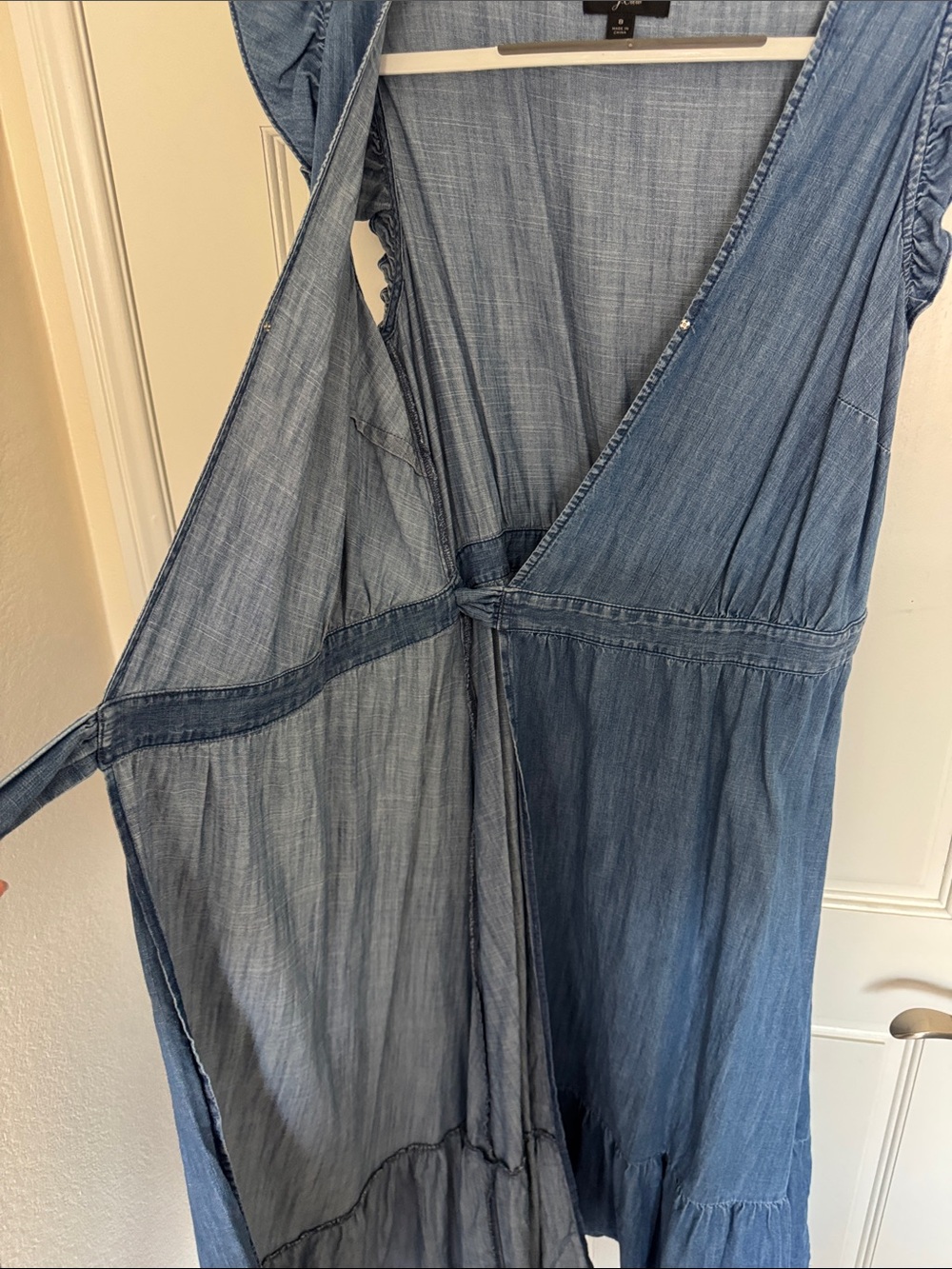 J. Crew Denim Wrap Maxi Dress with Tie Waist - Picture 7 of 10